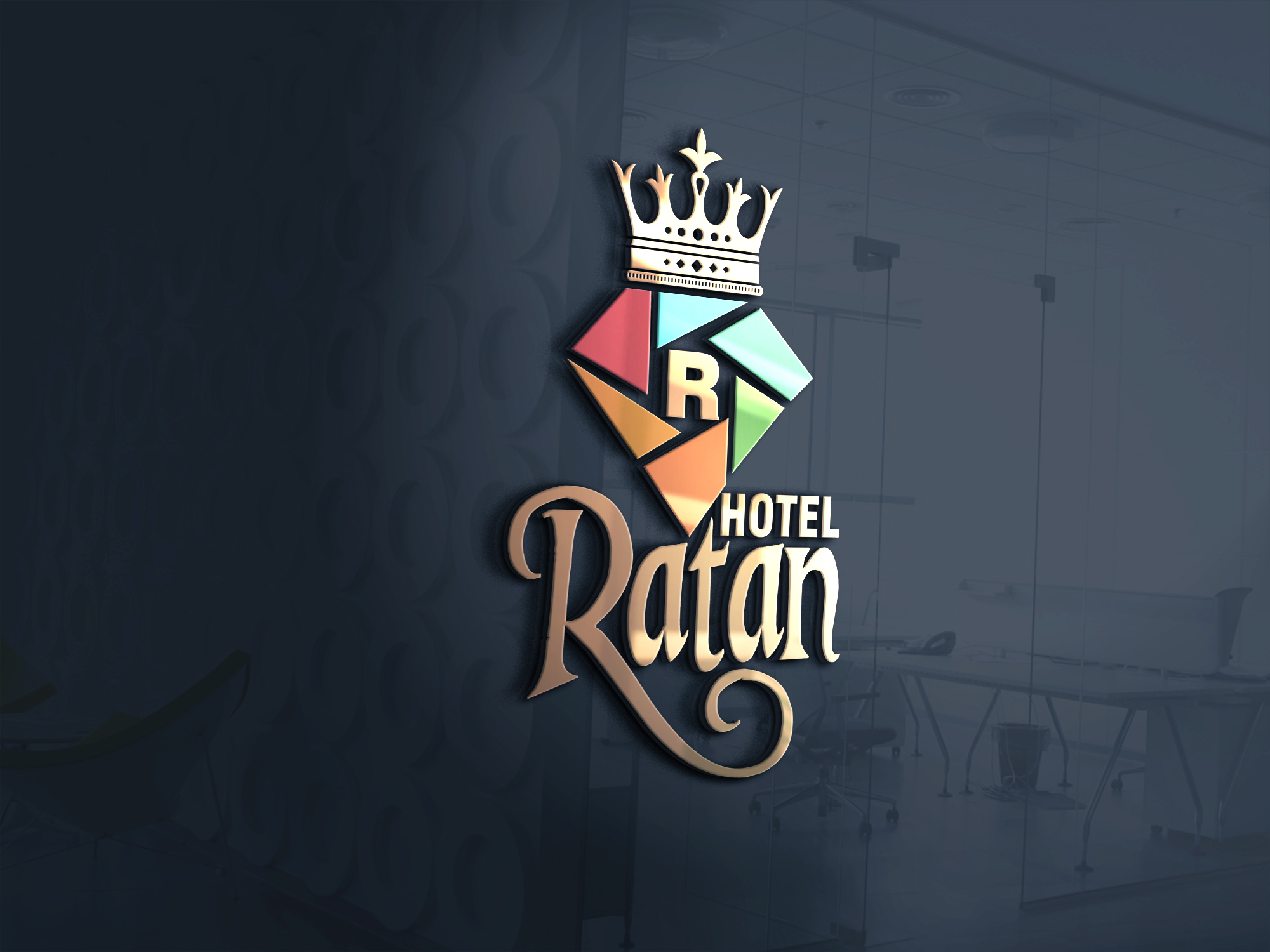 Hotel Ratan diamond shape logo design by Badri design