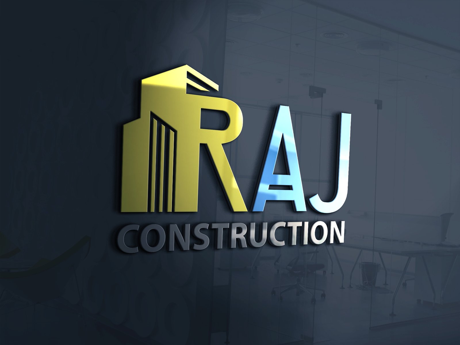 Raj contraction company logo design by Badri Design