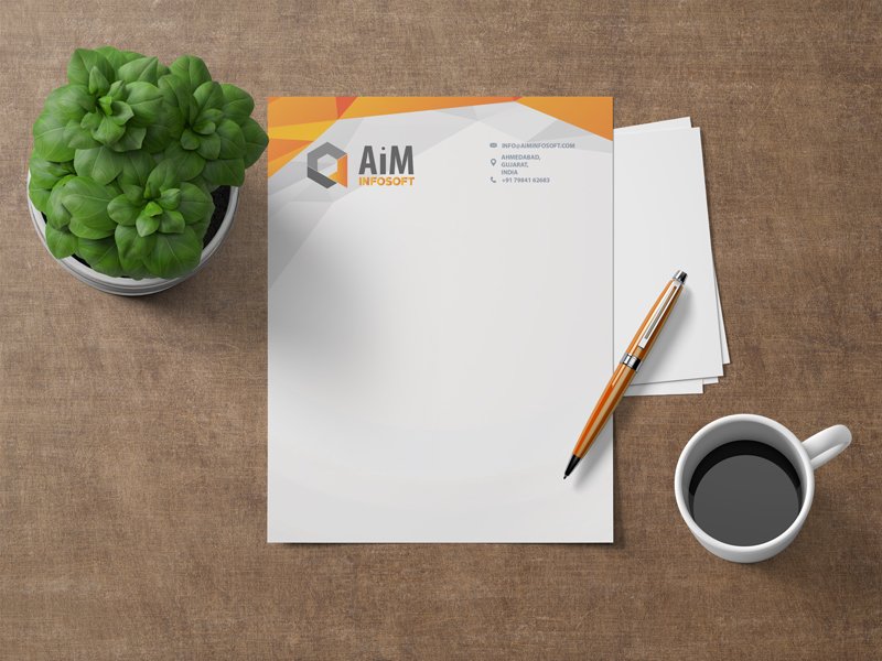Aim Infotech company corporate letterhead design by Badri Design