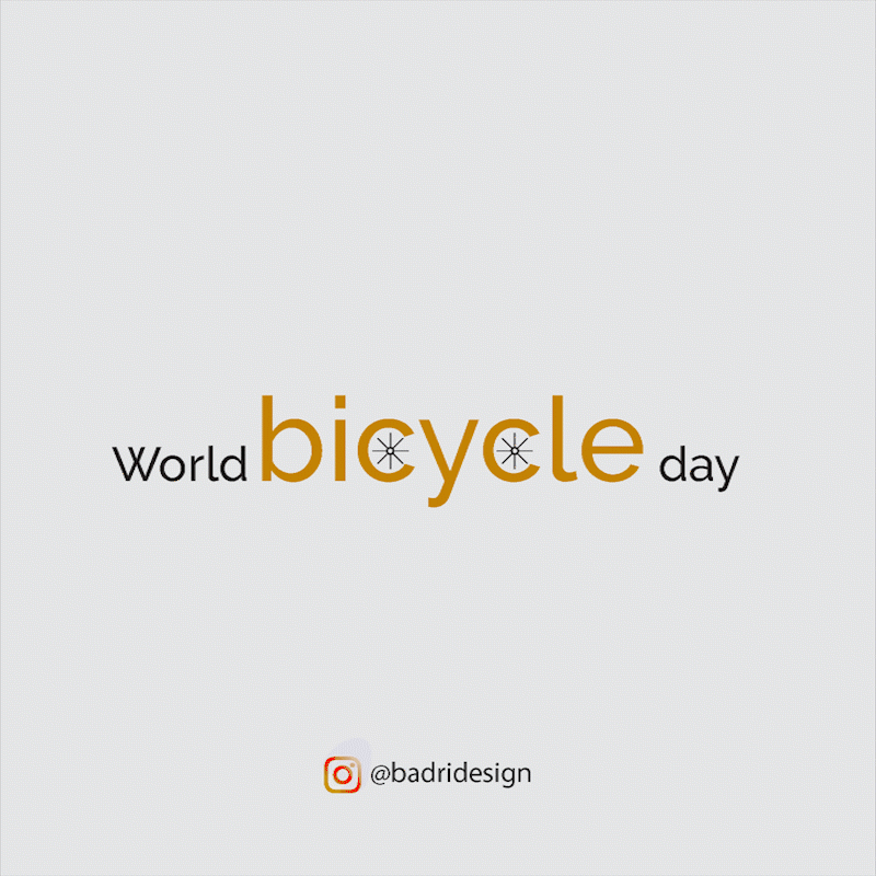 Bicycle day animated social media post designed by Badri Design