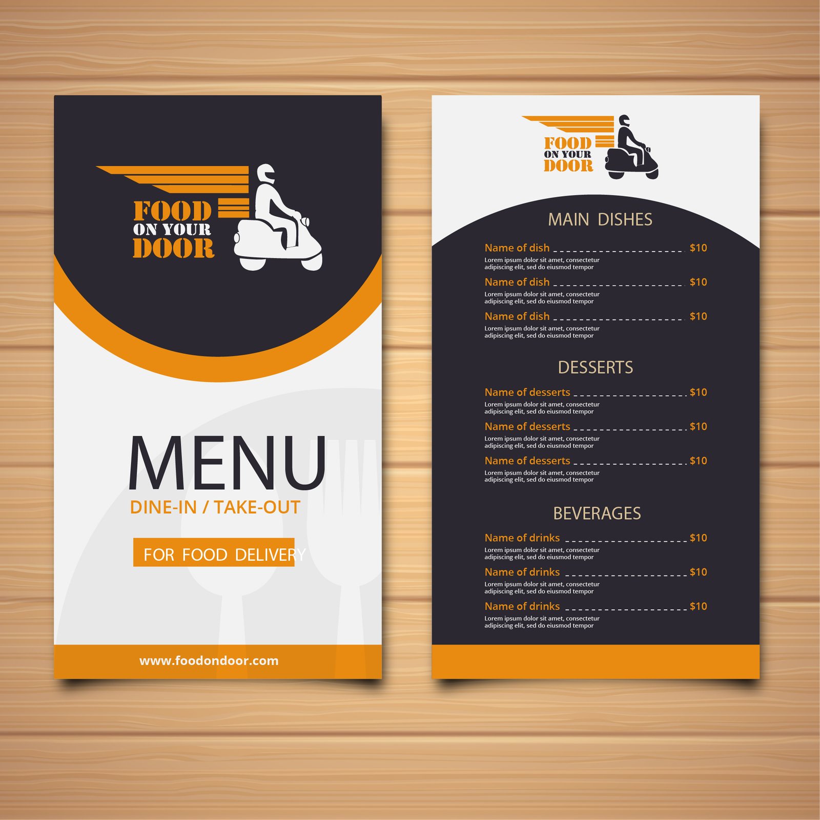 Food Delivery services provider menu card design by Badri Design