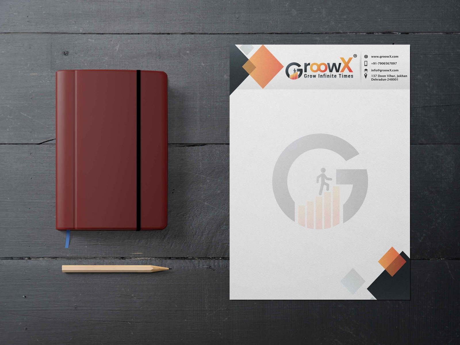 groowx company corporate letterhead design by Badri design
