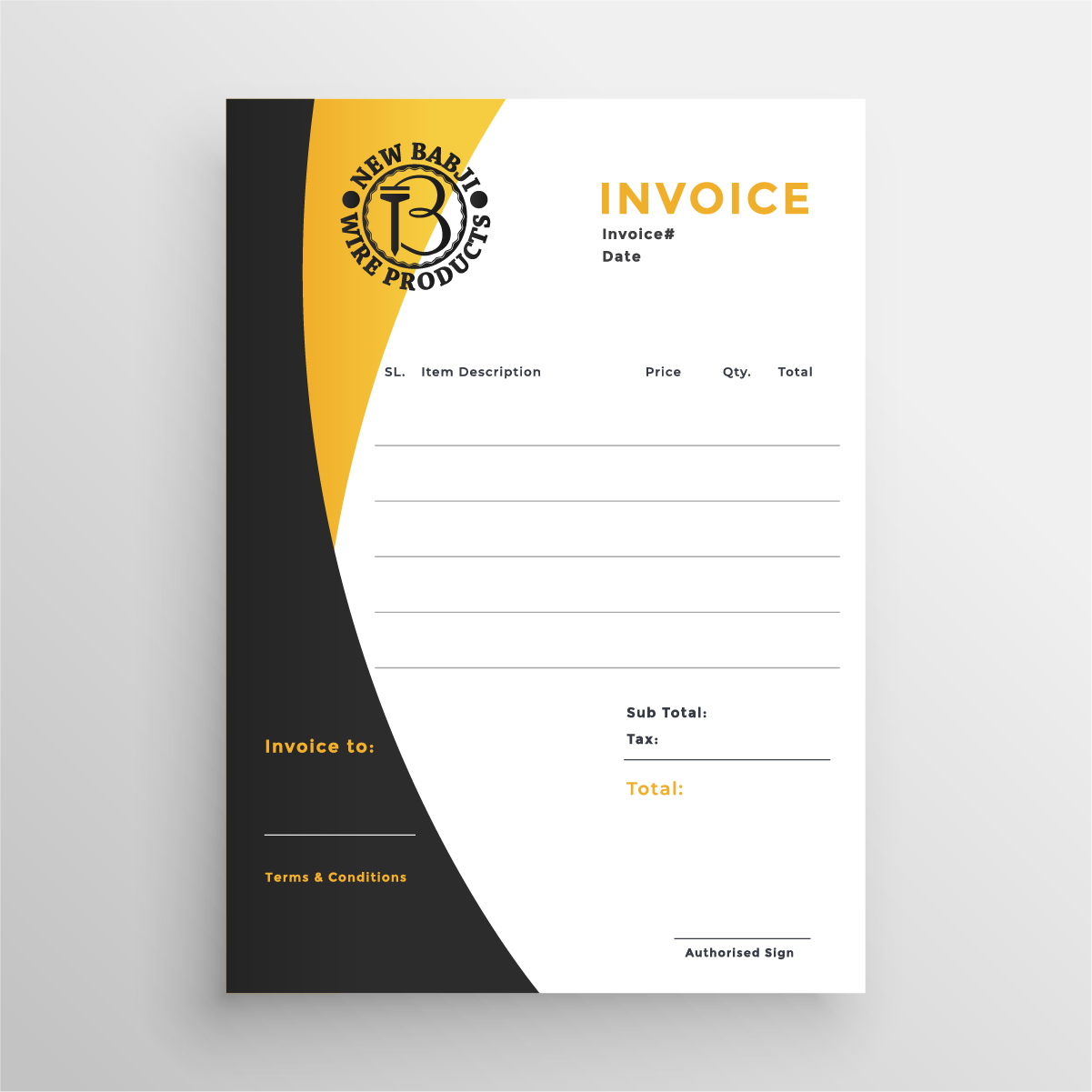 Invoice design for manufacturing company by Badri design