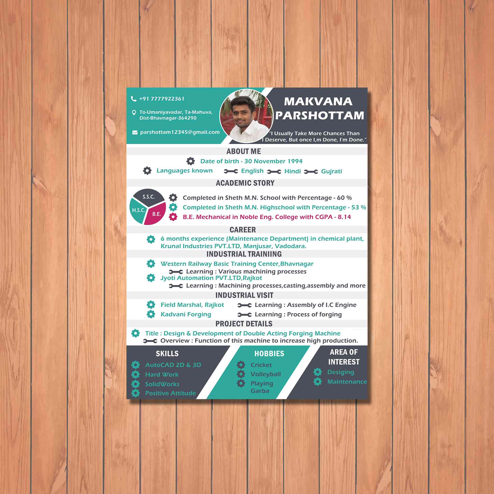 Creative Resume Design for Maintenance client by badri design