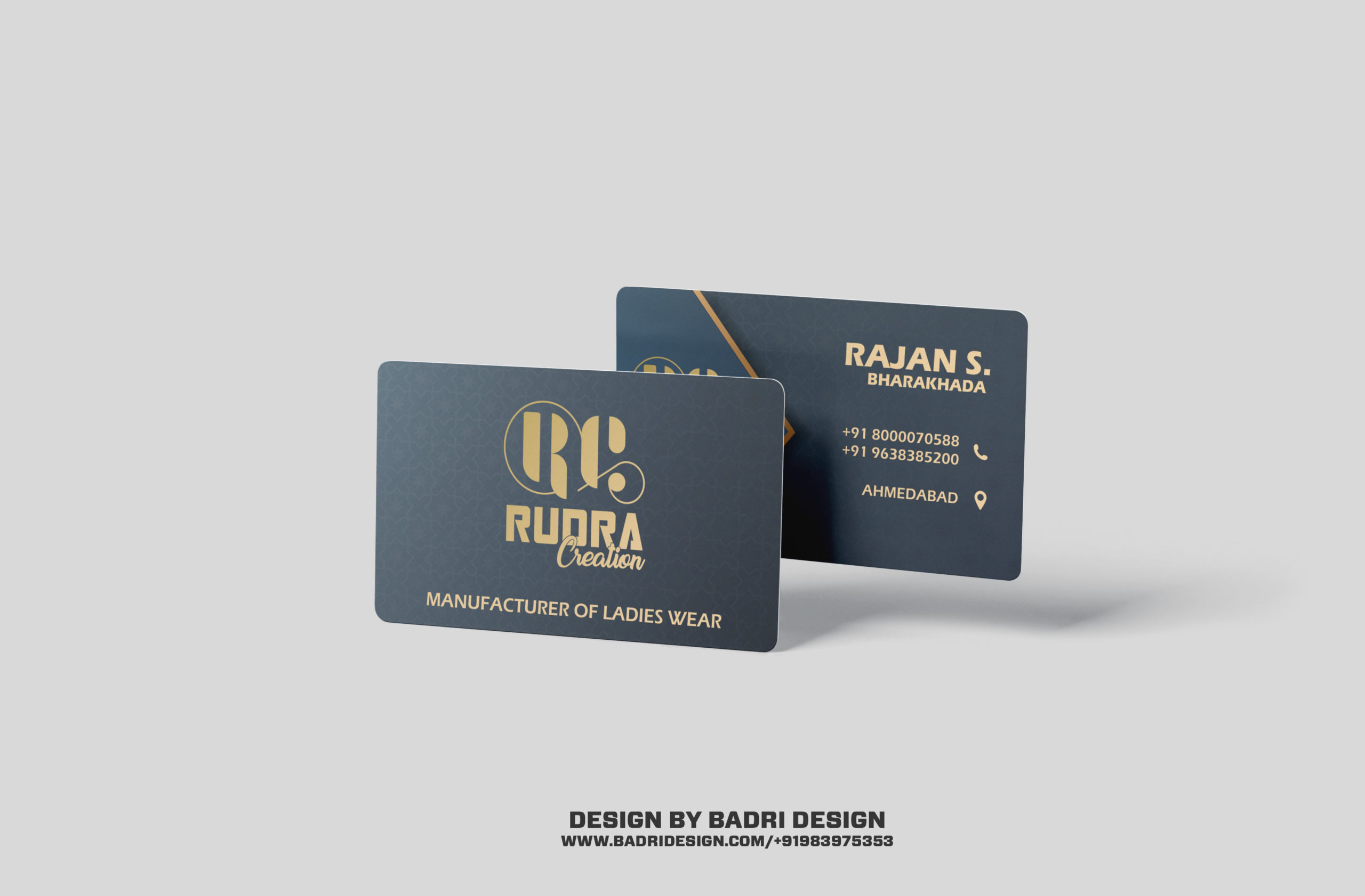 Rudra creation garment shop business card design by Badri Design