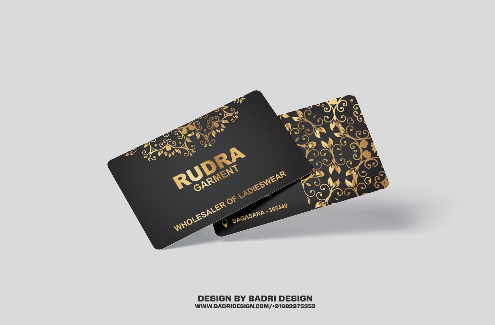 Rudra creation garment shop business card design by Badri Design