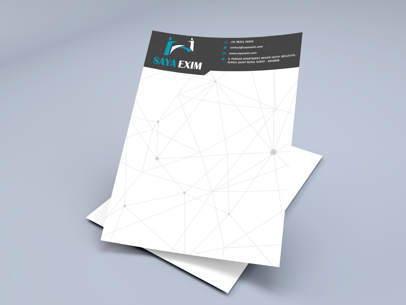 Saya Exim letterhead design Badri design