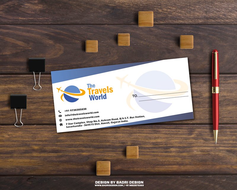 The travels world creative envelope design by Badri design