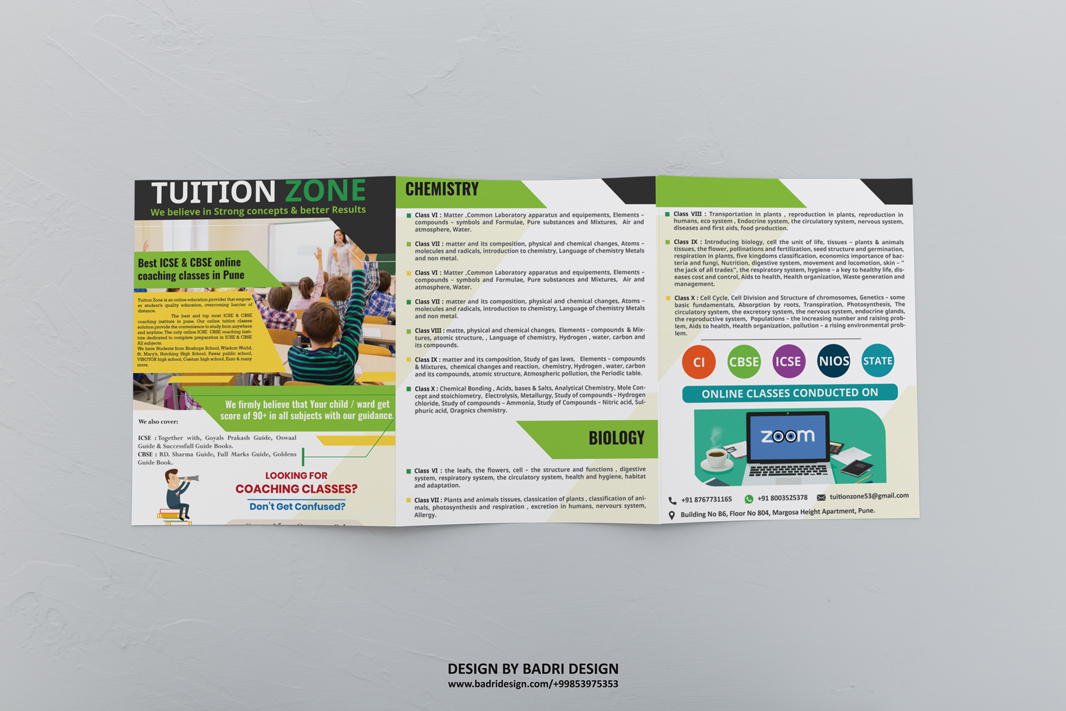 Tuition classes brochure design by badri design